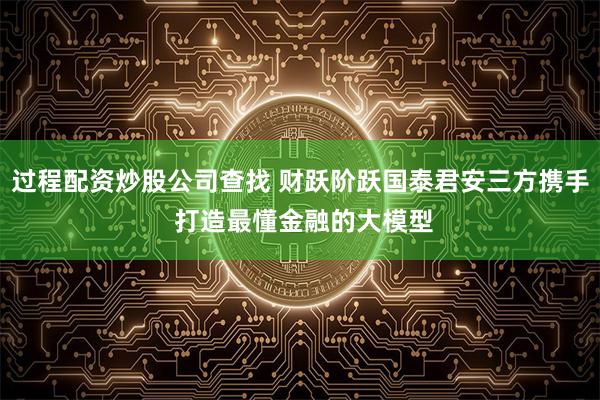 过程配资炒股公司查找 财跃阶跃国泰君安三方携手 打造最懂金融的大模型