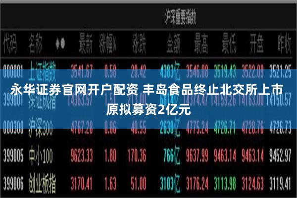 永华证券官网开户配资 丰岛食品终止北交所上市 原拟募资2亿元