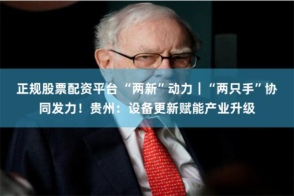 正规股票配资平台 “两新”动力｜“两只手”协同发力！贵州：设备更新赋能产业升级